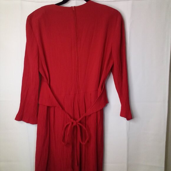 Miss Dorby Dress Women 14 Vintage Classic Attached Vest Textured Ribbed Red - Picture 16 of 16